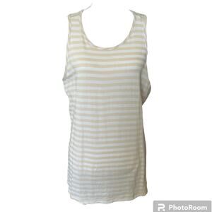 Cabi Tank Top Large Beige Tan Comeback Style 5762.Neutral Stripes Sleeveless
